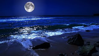 Fall Asleep On A Full Moon Night With Calming Wave Sounds  9 Hours of Deep Sleeping on Mareta Beach [upl. by Adniuqal152]