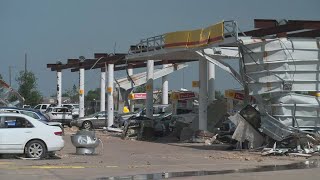 Residents hide out in Shell gas station as EF2 tornado hits Cooke County [upl. by Jewett323]