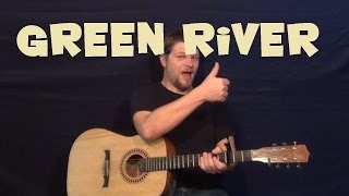 Green River CCR Easy Guitar Lesson How to Play with Lead Licks [upl. by Dulla715]