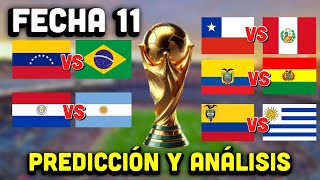 PRONÓSTICO PARA LA JORNADA 11 ELIMINATORIAS DE LA CONMEBOL [upl. by Eldwun]