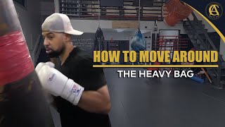 How to Move around The Heavy Bag Boxing Coach Anthony Boxing [upl. by Attenyt]