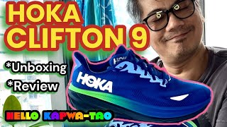 HOKA CLIFTON 9  UNBOXING  REVIEW hellokapwatao patok running healthylifestyle goretex [upl. by Skcirdnek321]