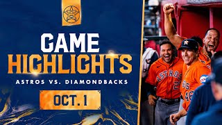 Astros vs Dbacks Game Highlights 10123  MLB Highlights [upl. by Aratnahs]