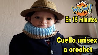 Cuello a crochet  tutorial  Cuello para hombre y mujer  scarf sub english [upl. by Ulita308]