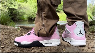 Air Jordan 4 Orchid On Foot Review and Sizing [upl. by Inele900]