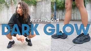 YEEZY 700v3 DARK GLOW ON FOOT REVIEW and HOW TO STYLE 700 v3 Alvah’s with a different glow [upl. by Ahsienauq]