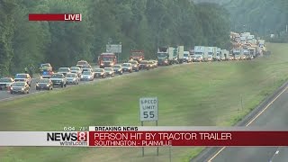 Pedestrian struck by tractor trailer on I84 in Plainville [upl. by Ynots493]