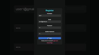 Register  PHP HTML CSS JS devangcodes phpwebsite loginphp shorts coding [upl. by Niran216]