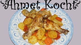 Rezept Hühnerschenkel im Backofen  AhmetKocht  kochen  Folge 75 [upl. by Hayne]