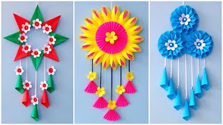 3 Easy paper Flower Wall Hanging  Home Decoration  A4 sheet craft  DIY Wall Decorschool craft [upl. by Valoniah]