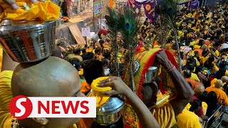 More than one million devotees throng Batu Caves for Thaipusam [upl. by Ogu367]