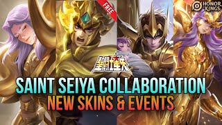 HOK UPCOMING SAINT SEIYA COLLAB SKINS amp EVENTS  Honor of Kings [upl. by Ahsilahk131]