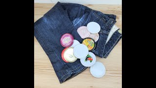 Look what I did with jeans and jar lids great DIY idea [upl. by Hsetirp223]