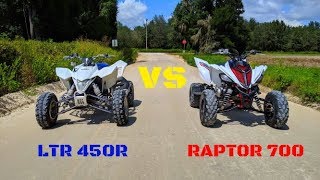 STOCK Yamaha Raptor VS STOCK Suzuki LTR 450R [upl. by Neenahs]