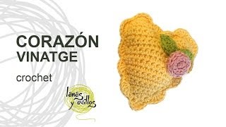 Tutorial Corazón Vintage Crochet o Ganchillo Heart English Subtitles [upl. by Maia]