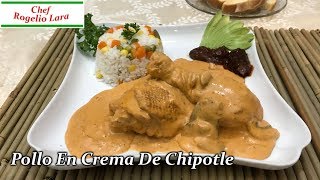 POLLO A LA CREMA DE CHIPOTLE CON CHAMPIÑONES DELICIOSA RECETA [upl. by Olethea]