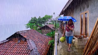 RAIN IN BEAUTIFUL HILLY VILLAGE LIFE  HEAVY RAIN AND THUNDER SOUNDS FOR SLEEPING [upl. by Yauqaj]