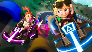 Niko and Mom race at ADLEYS ARCADE Racing Karts Laser Tag and grab a baby duck game new cartoon [upl. by Inaliel]