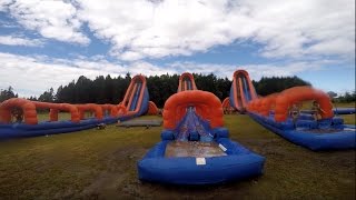 5k Foam Fest Nanaimo Canada TEAM GREEN all obstacles [upl. by Annatnas]