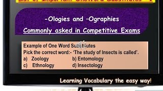 Ologies and Ographies asked in Competitive Exams [upl. by Issie]