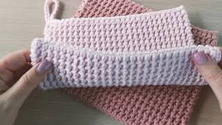 How to Crochet the Thermal Half Double Crochet Stitch version 2 extra thick potholder [upl. by Ahsitniuq]