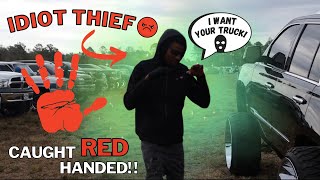 IDIOT Tries STEALING My Truck at CRAZY Truck Meet  Police show up [upl. by Ewolram920]