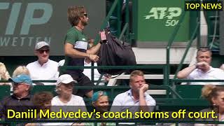 Daniil Medvedevs coach leaves stadium after being yelled at him [upl. by Gnaig36]