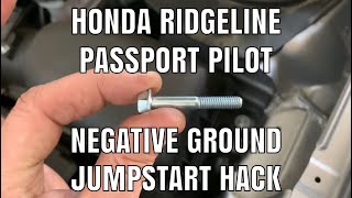 Jump Start Honda Ridgeline Passport Pilot Where Negative Ground Post Hack Inverter Invertor Battery [upl. by Alaehs318]