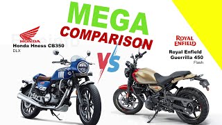 Honda Hness CB350 vs Royal Enfield Guerrilla 450 bikeinfo199 [upl. by Rebba]