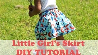 How to Make a Simple Girls Skirt Beginner Sewing [upl. by Llenaj]