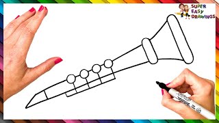 How To Draw A Clarinet Step By Step 🎺Clarinet Drawing Easy [upl. by Aspa]