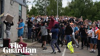 Rioters clash with police and damage hotel housing asylum seekers in Rotherham [upl. by Emmerie]