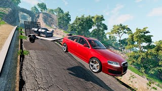 EXTREME DRIVING WITH TRAILER AND CARGO CAR WRECK INTERESTING MOMENTS  BeamNG Drive [upl. by Borreri]