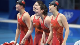 Li Bingjie on Ledecky after China won women’s 4x200m freestyle relay at Tokyo 2020 中国队女子4×200米自接力夺金 [upl. by Jacquetta]