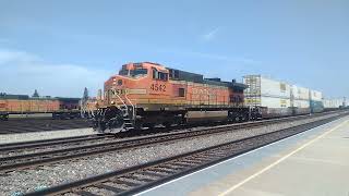 WB BNSF Domestic Intermodal Train At Commerce Ca Part 1 bigbossrailfanner [upl. by Soirtemed]