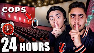 24 Hour Overnight Challenge in MOVIE THEATER CRAZY ENDING [upl. by Dimphia679]