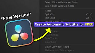 FREE Automatic Subtitles in Davinci Resolve Free Version [upl. by Dari]