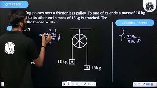 A light string passes over a frictionless pulley To one of its ends a mass of \10 kg\ is atta [upl. by Sopher639]