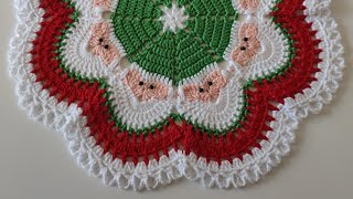 How to Crochet Christmas Placemat  Easy Crochet Placemats For Beginners  Crochet Round Placemat [upl. by Nahtnoj]