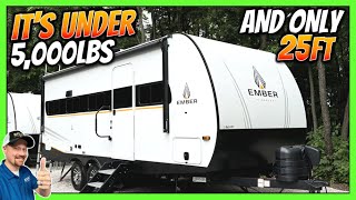 Easy Towing New 25ft Couples Travel Trailer with HUGE Kitchen 2025 Ember 21RKE [upl. by Eenehs]