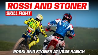 Valentino Rossi and Casey Stoner compete overtaking skills at VR46 Ranch rossistoner [upl. by Perceval]