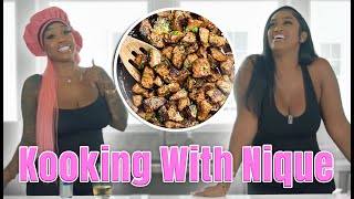 Garlic Butter Steak Bites FT Nique  Cooking w Kay [upl. by Yarezed]