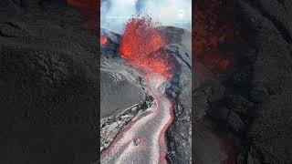 Drone captures volcanic eruption in Iceland [upl. by Aiyekal]