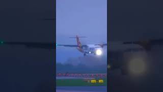 BIG SAVE from Aurigny Pilots landing during Storm Ashley into Manchester [upl. by Engis239]