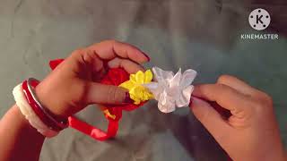 How To Make Ribbon Garland Ribbon Mala  Garland Making  SUJATA DAS [upl. by Coster]