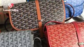 Go yard Belvedere MM PM red tote messenger bag Goyard Maroon seriesgreenwhiteblackorange [upl. by Nanyt]