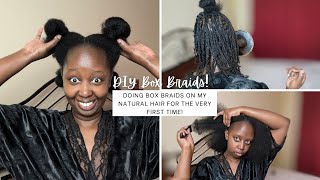 How To  Box Braids On Natural Hair With No Extensions Box Braids For Beginners [upl. by Noskcaj]