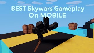 TRYHARD Mobile Skywars Gameplay BEST MOBILE PLAYER   Roblox Bedwars [upl. by Novaelc444]