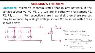 Millmans theorem statement and Proof [upl. by Indys]