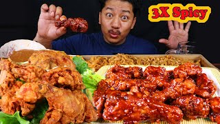 3X Spicy chicken KFC fried chicken home made Spicy noodle Mukbang [upl. by Yve]